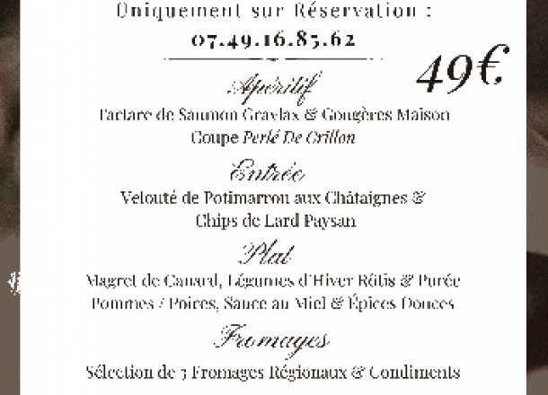 Menu de la Saint Sylvestre � Traves